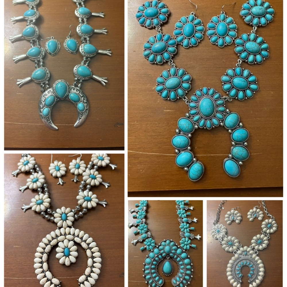 Bohemian Squash Blossom Statement Necklace and Earrings